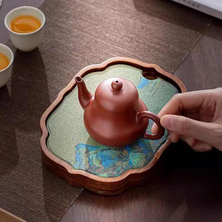 匠赋千里江山创意干泡茶盘小型家用新款沥水托盘纳米陶瓷壶承茶台