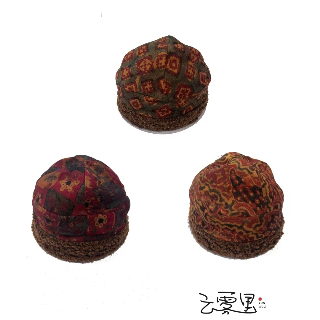 帽子 云雾里原创设计 复古文艺松弛保暖恣意舒适三色印花帽子3131