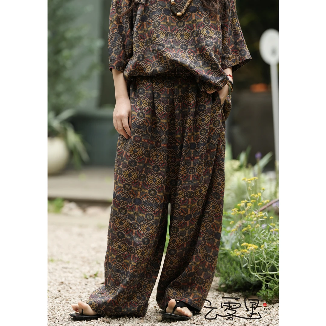 裤子 云雾里原创设计 复古文艺新中式香云纱长裤W2085