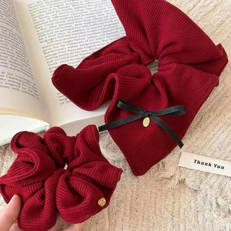 安可拉红色大肠发圈女秋冬高级感小众气质发绳温柔扎马尾头绳发饰