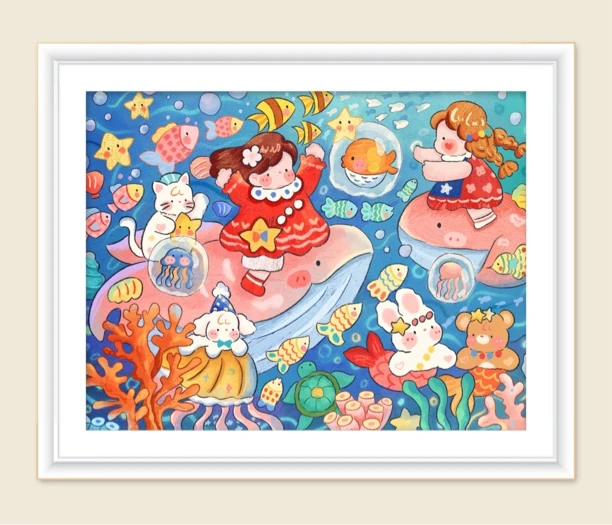 【巧巧原创十字绣】海底奇遇80*60cm63色9CT大格4股绣