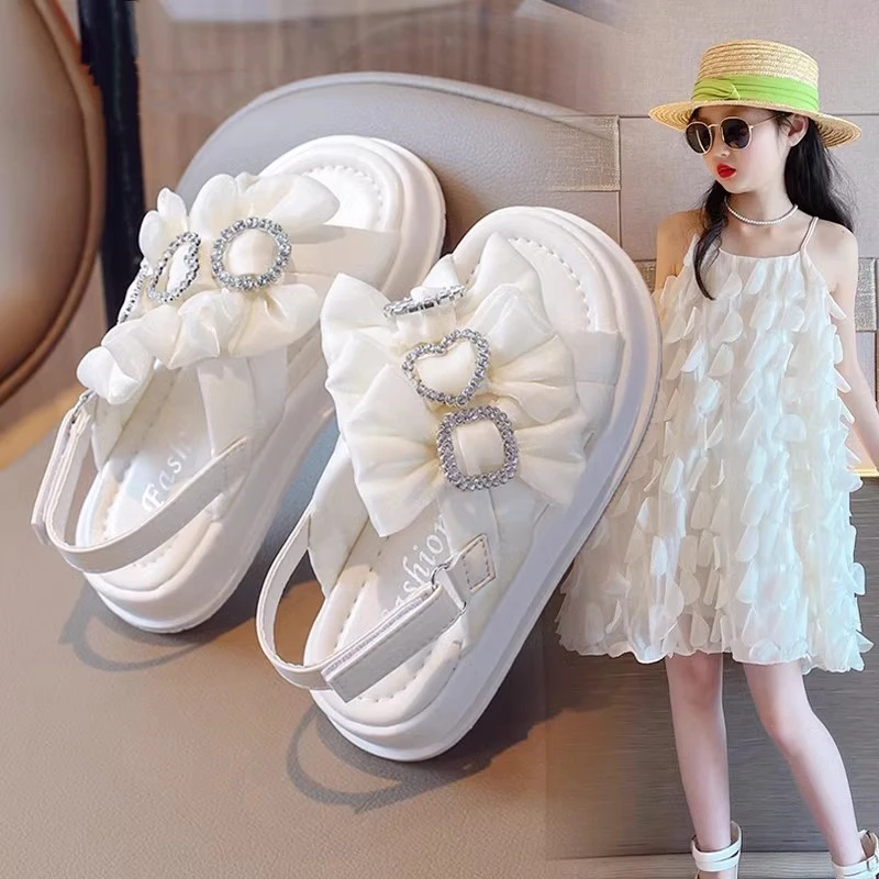 ABC女童凉鞋洋气厚底松糕鞋2024网红夏款公主鞋小女孩软底凉拖