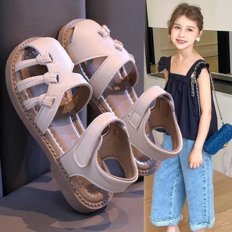 ABC女童凉鞋2025夏季新款儿童洋气公主鞋中大童女孩软底包头凉拖