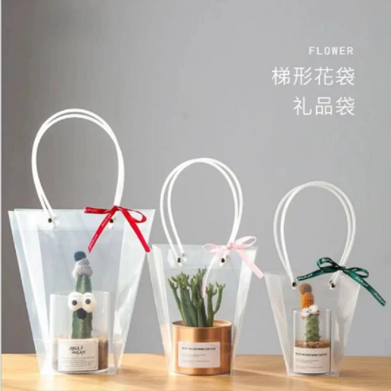 手心尚爱  T型透明透光手提袋  鲜花包装资材