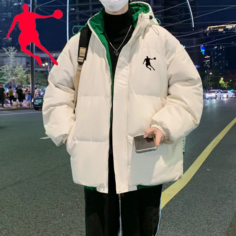 乔丹青年男棉衣2023新款青少年宽松加厚假两件棉服学生冬季外套男