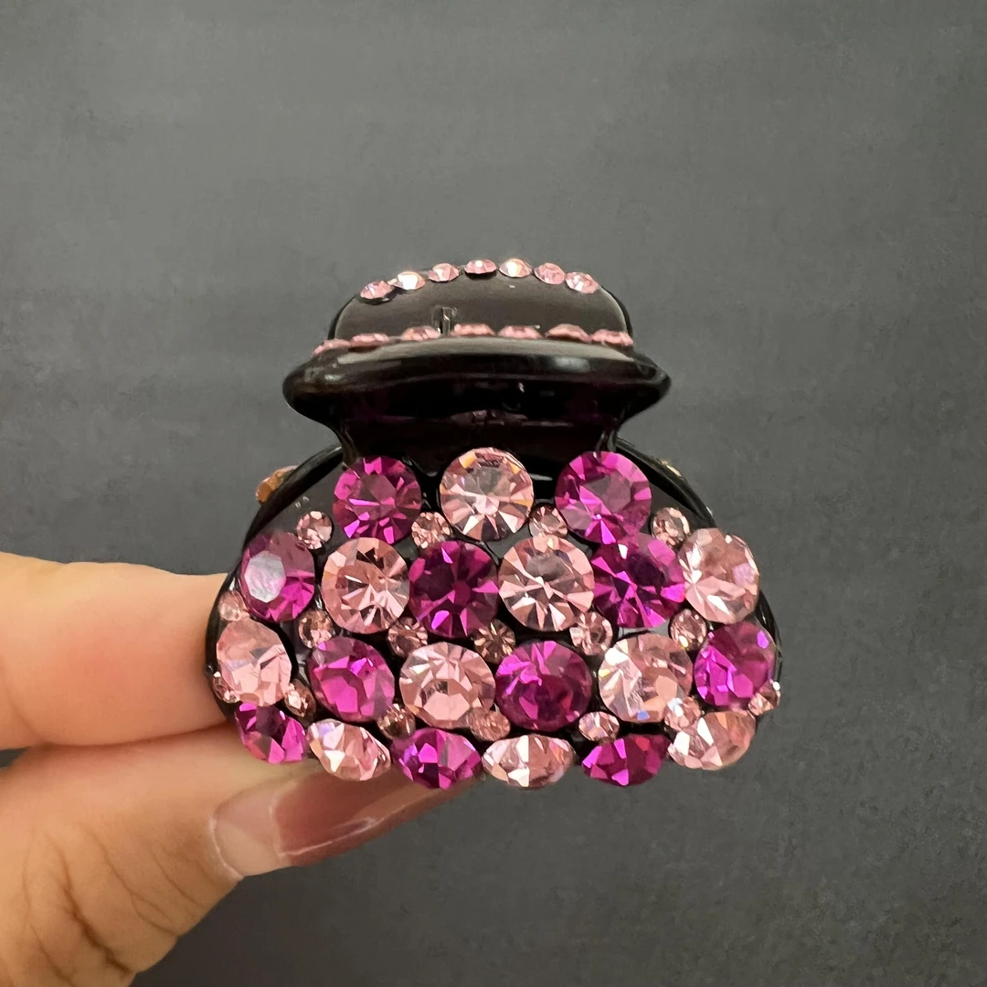 韩国施家水晶满钻发夹抓夹发卡头饰中号马尾夹顶夹盘发夹子高级感