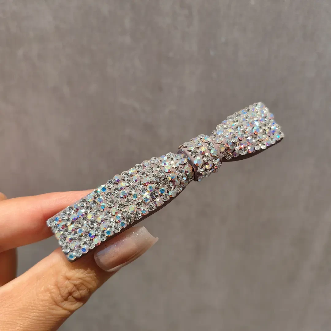 韩版闪钻蝴蝶结弹簧夹发卡侧边夹半扎发韩版简约盘发发夹头饰发饰