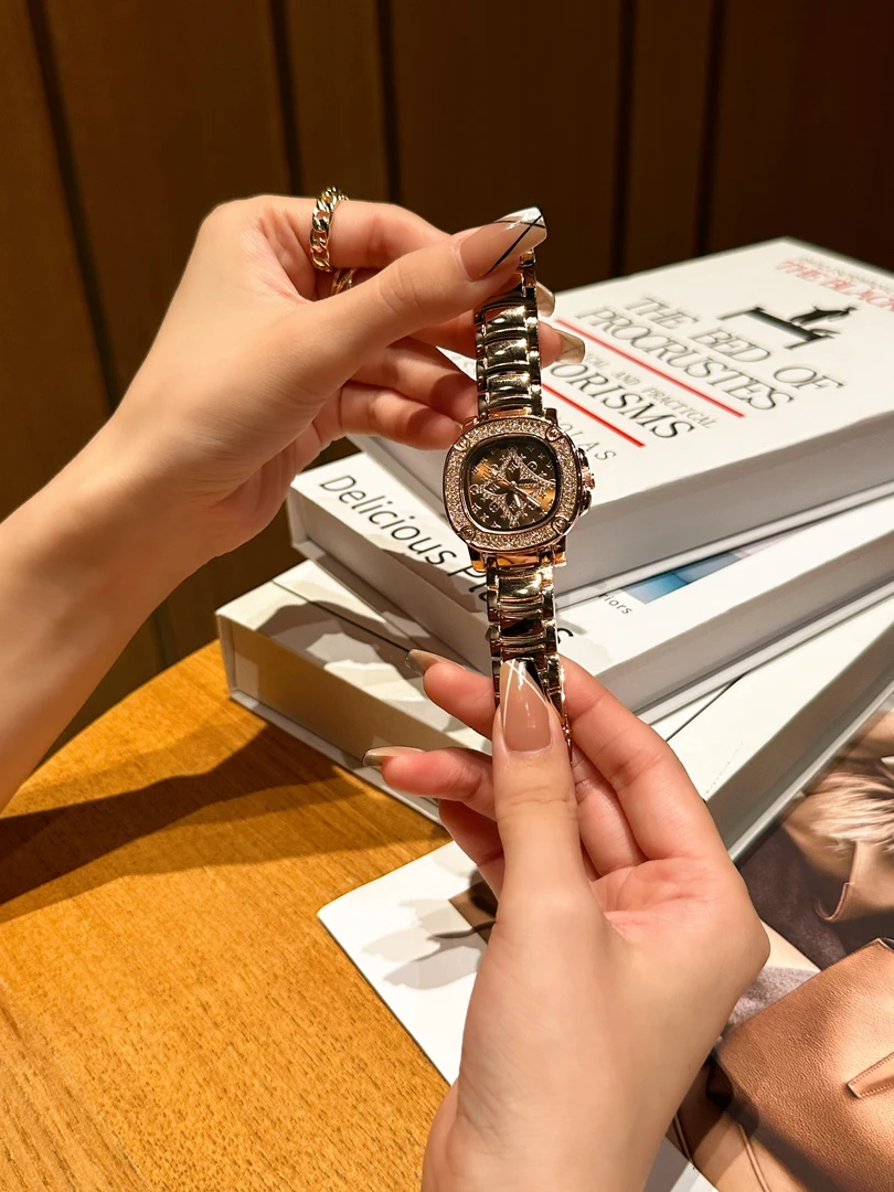 老花中古风少女气质轻奢时尚百搭精致镶钻女款防水女士手表