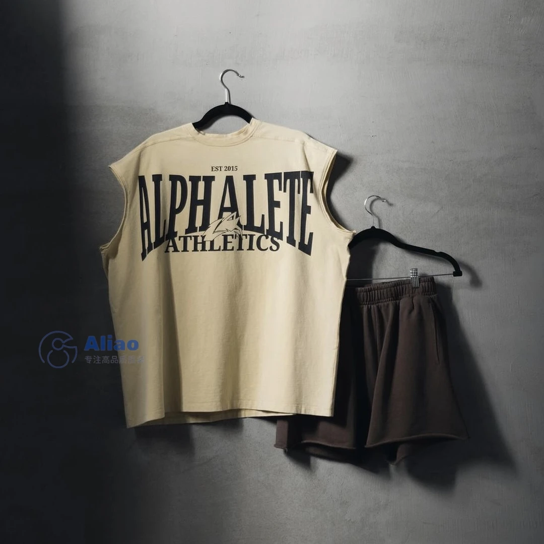 大咖推荐！美式坎肩无袖背心男女夏季健身宽松纯棉水洗T恤运动透气