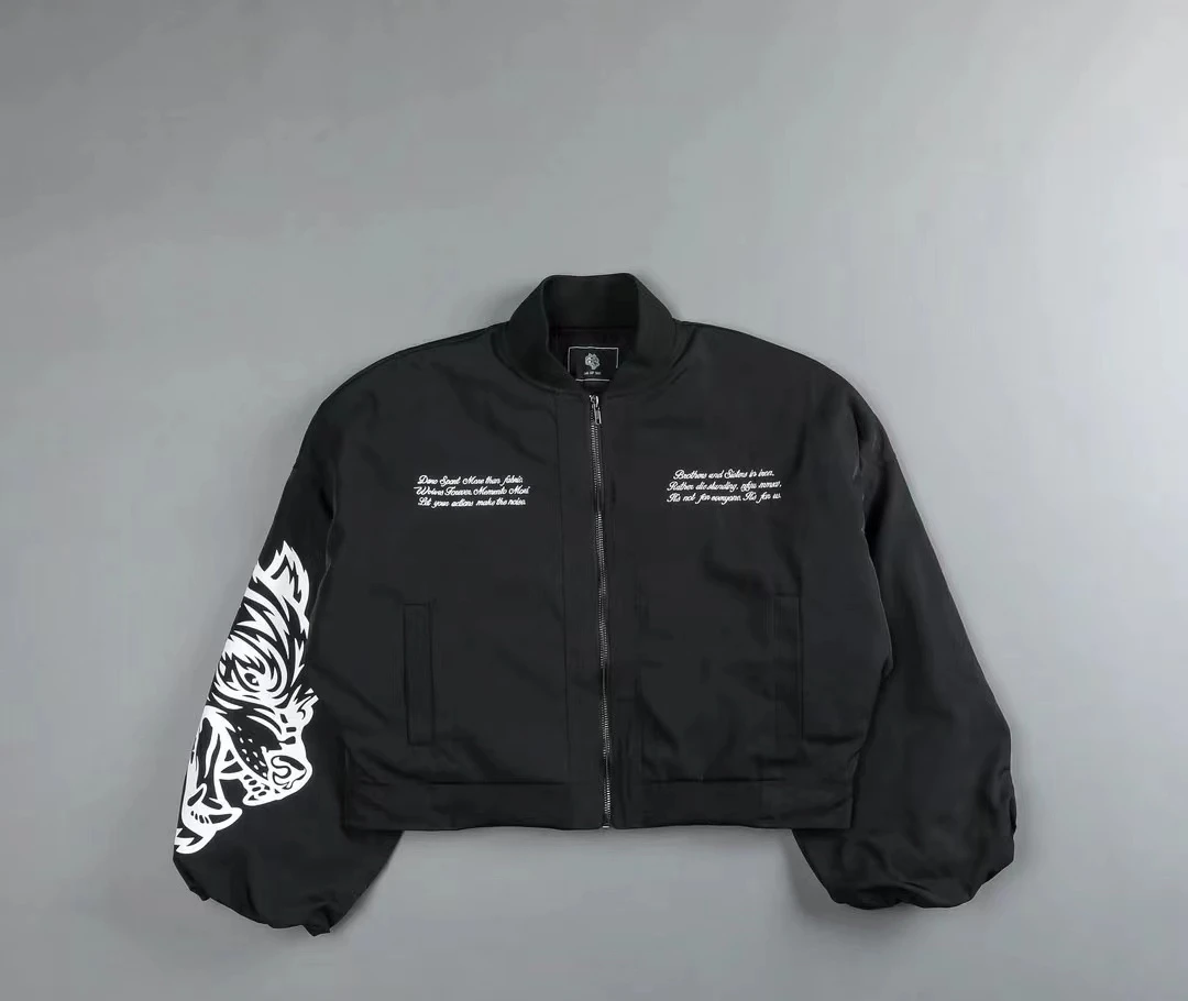 狼头秋冬美式女士健身运动飞行员夹克棉服外套短款上衣