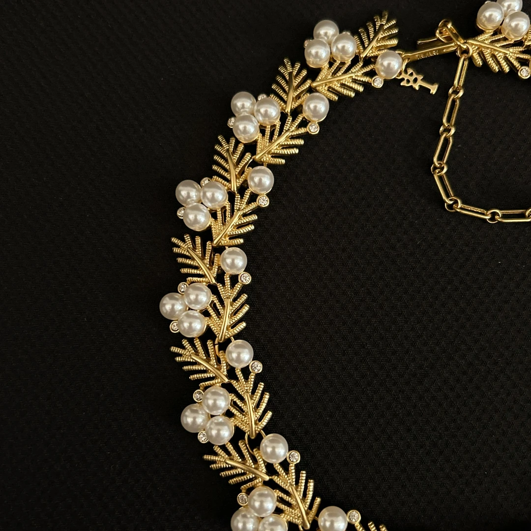 铜合金仿珍珠项链 （骄阳）金色项链中古饰品Vintage