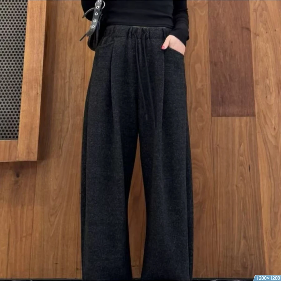 【正版毛呢绒】（小鱼儿专属）日韩系云朵绒加绒女秋冬松弛休闲香蕉裤