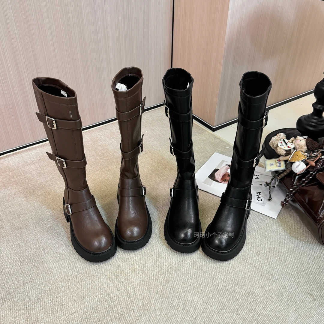 珂珂【骑士】5.5cm跟 小个子定制轻奢长靴厚底秋季圆头瘦瘦靴长筒靴