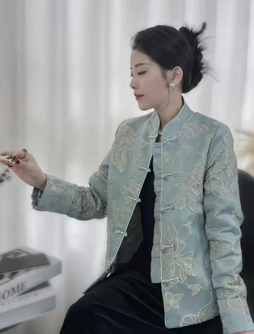 冬季新款外套女气质网红时尚新中式复古中国风重工提花休闲