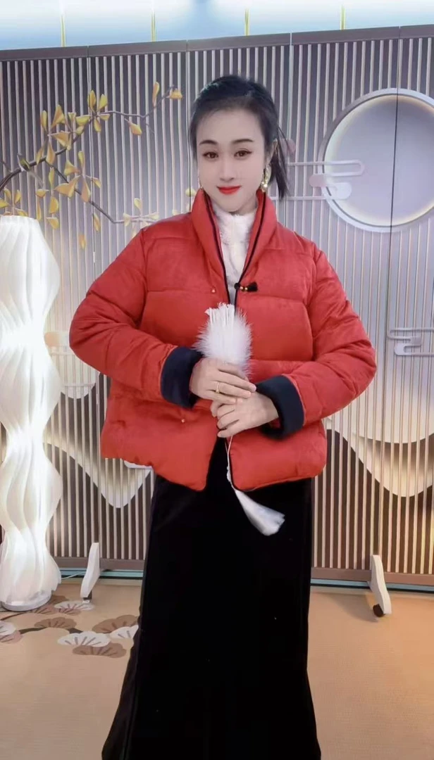 冬季新款新中式立领夹棉加厚提花棉服上衣外套