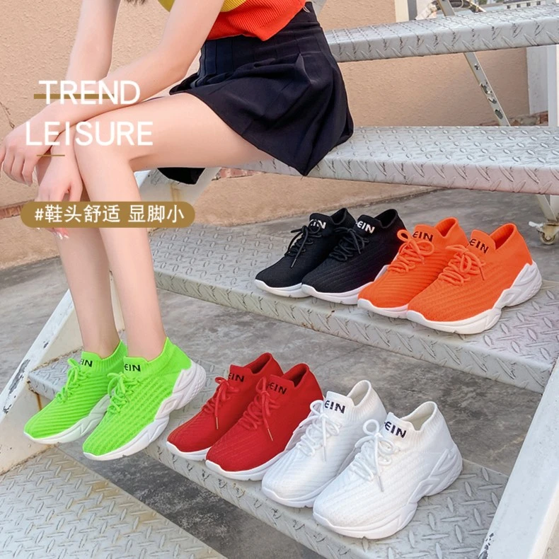 无缝一体3D针织鞋透气防臭透气女鞋潮流时尚运动舞鞋厚底跑步轻便
