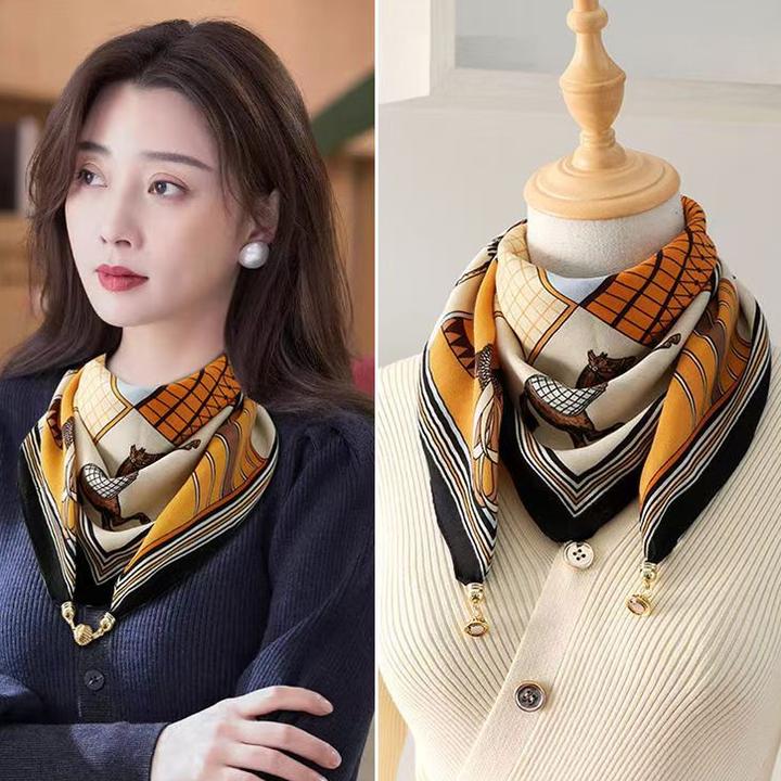 时尚棉麻围巾磁扣秋冬护颈椎脖套韩版百搭假领子新款三角巾围脖女