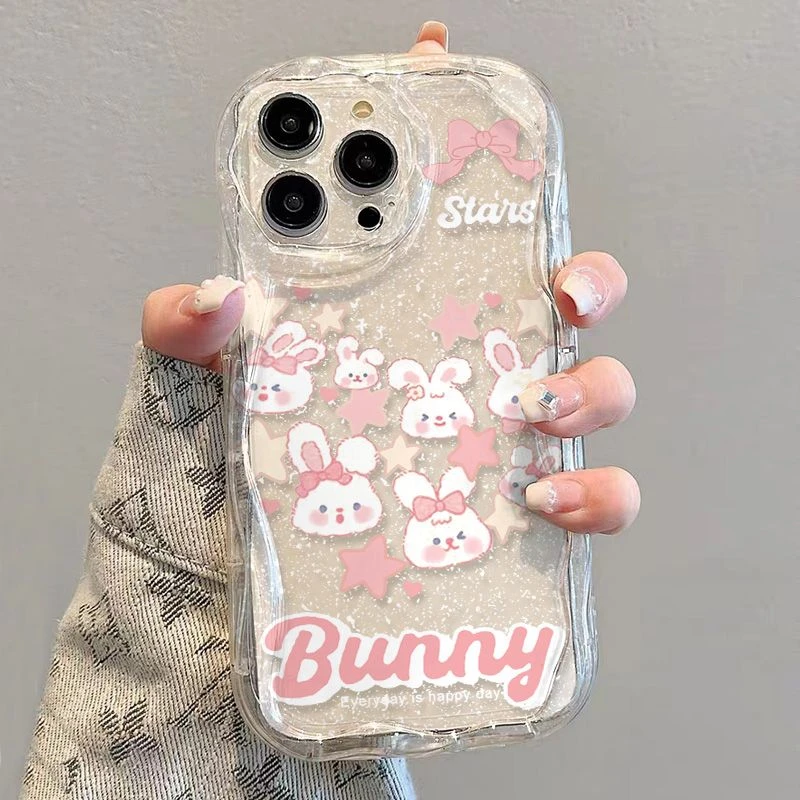 兔子英文iPhone14/13promax软苹果12/11手机壳女7/8p透明xs/r防摔