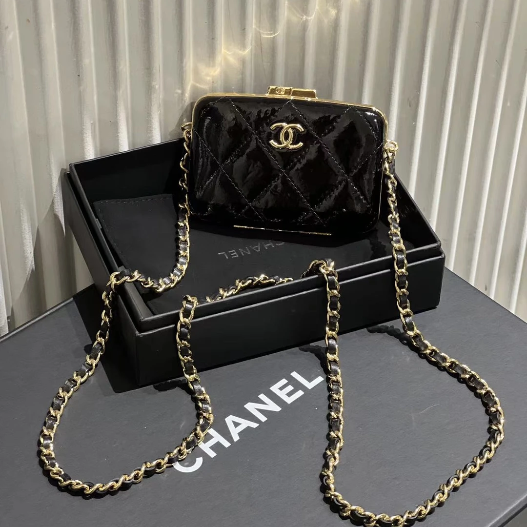 95新 chanel 21A女士城堡 mini漆皮斜挎包 风琴开合口
