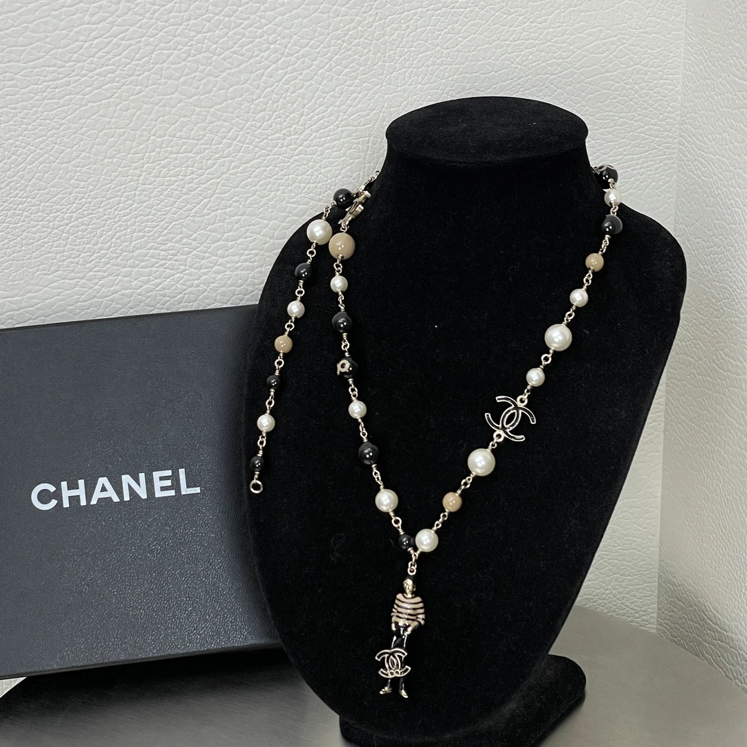 95新 Chanel/香奈儿 白金珠珠水手coco女士100周年项链