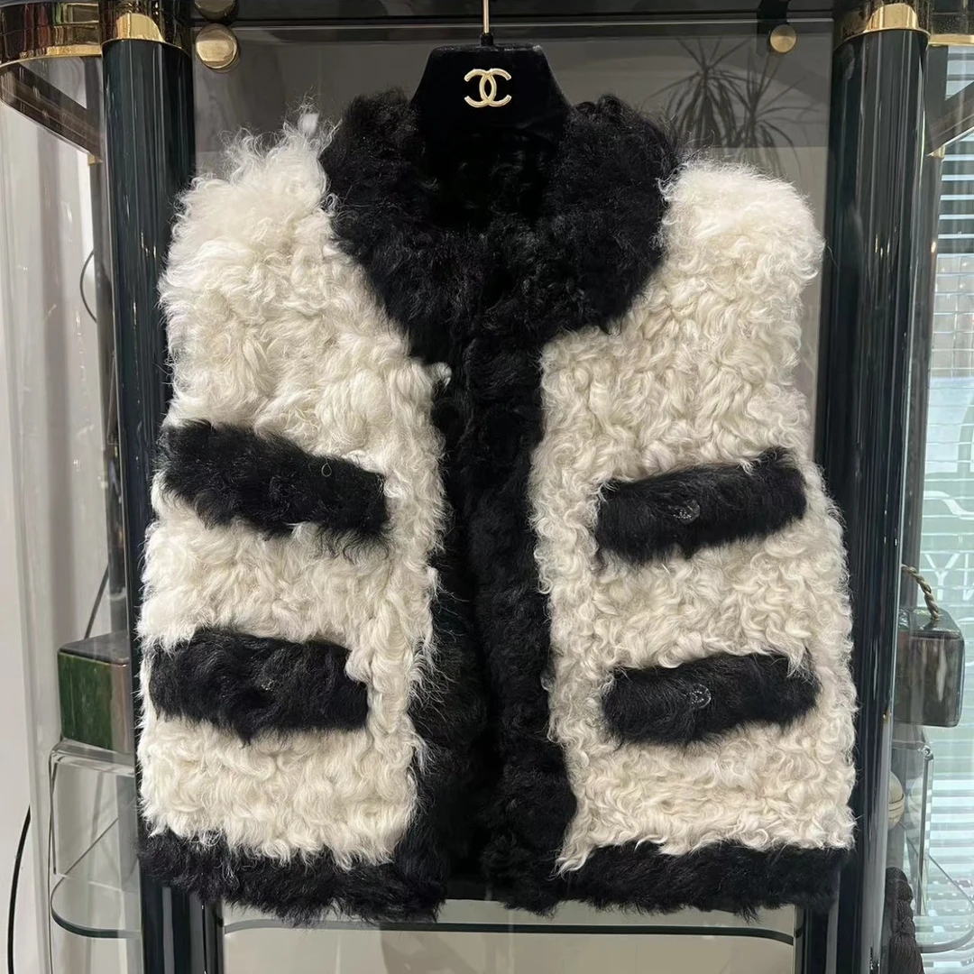 95新 Chanel/香奈儿 22k 黑白 四口袋 羊毛背心 38码 秀款 公价6w