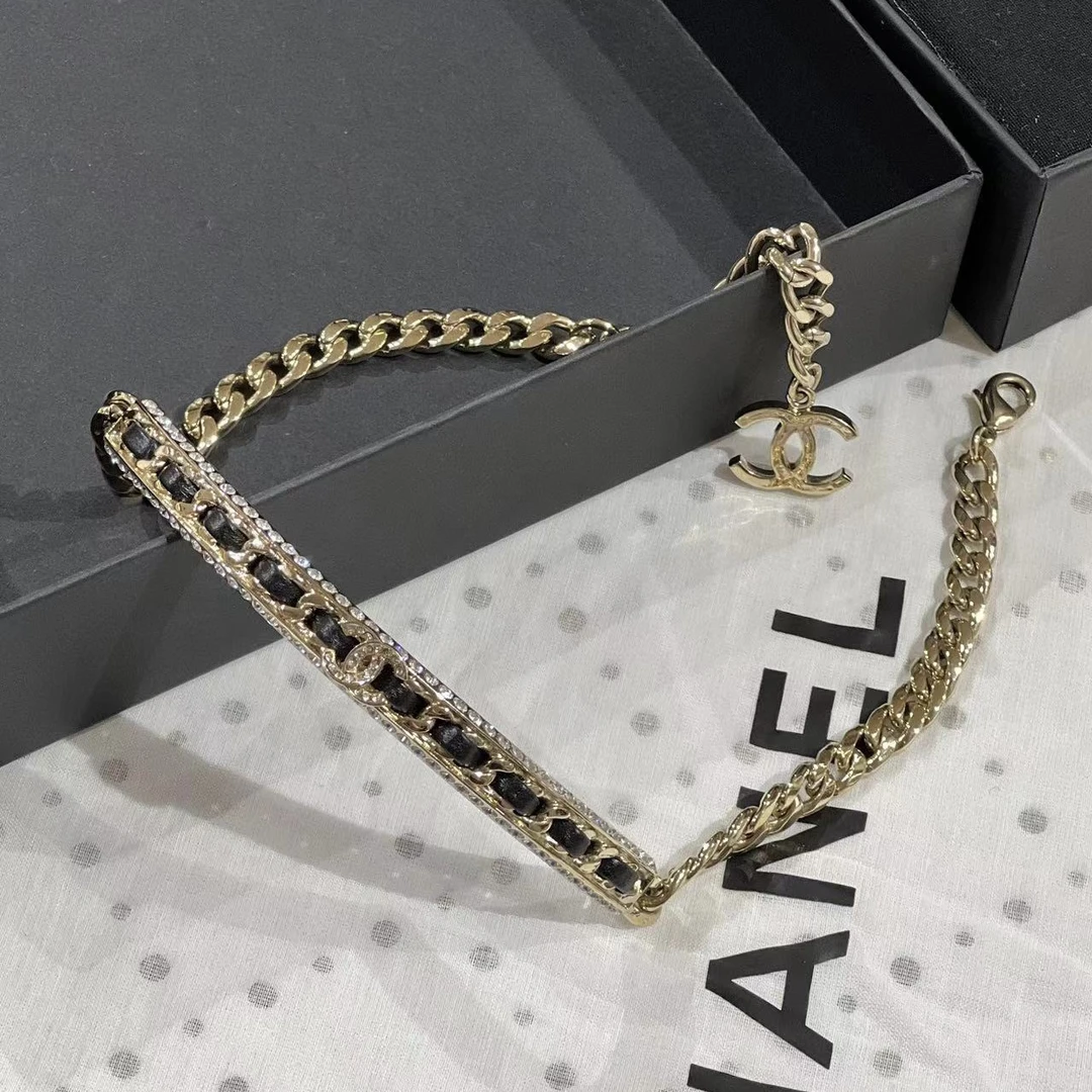 95新 Chanel/香奈儿 CHANEL24s新出链条墨镜超酷的长款皮穿链