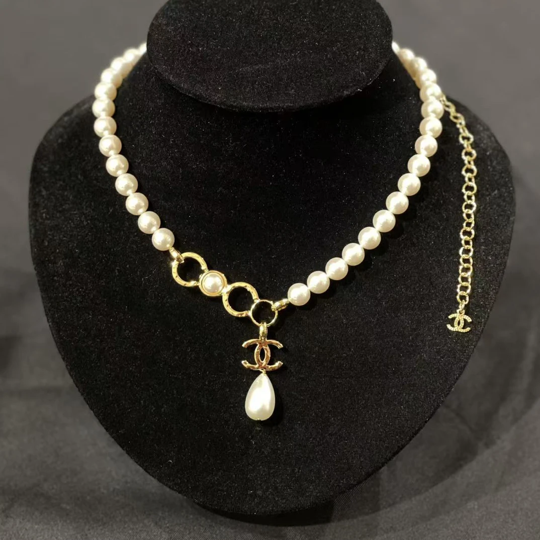 95新 Chanel/香奈儿 24S 白色珠珠水波纹CC 项链
