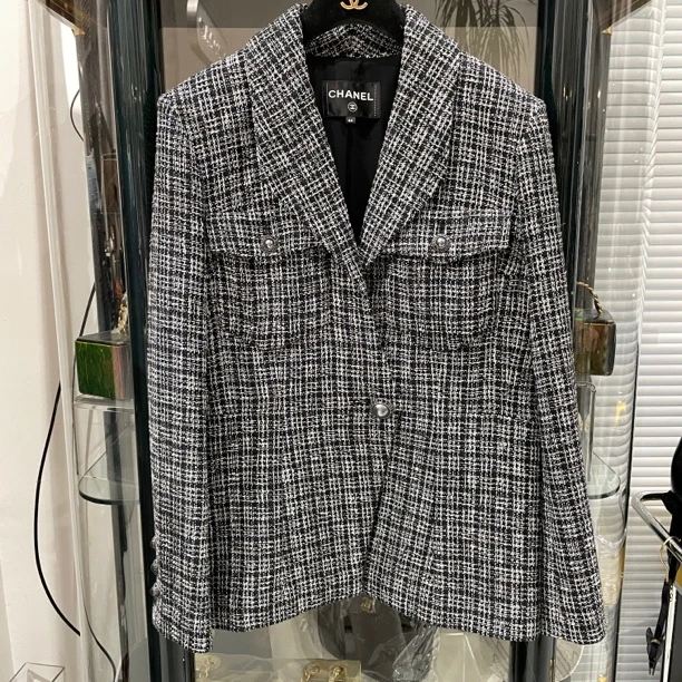 95新 Chanel/香奈儿 chanel19年 沙滩系列灰色电流两口袋外套44码