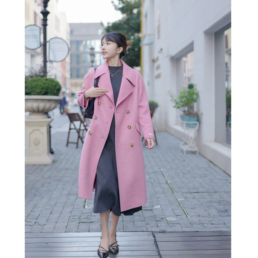 JUYI【格调派对】高端轻奢双面纯羊毛中长款气质高级感新款呢子大衣