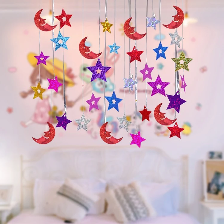 幼儿园房间装饰物品少女卧室布置空中吊饰创意金色星星ins手工