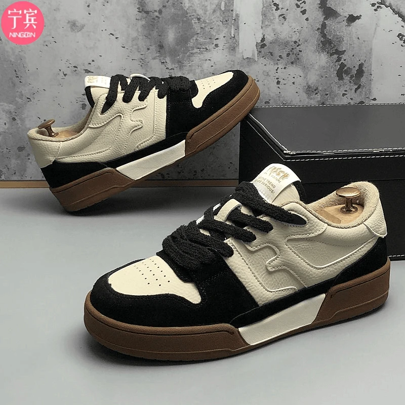 欧洲站真皮复古时尚男鞋2024秋冬新款运动休闲鞋百搭爆款小白鞋子