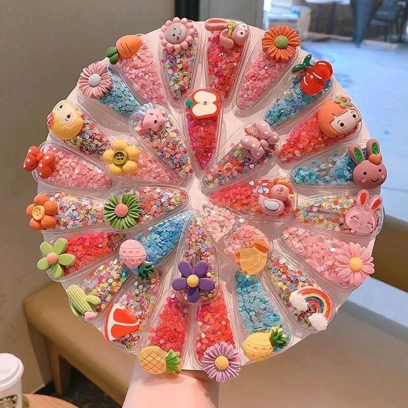 新款夏季水果儿童发夹女孩发卡发饰流沙bb夹韩国边夹头饰刘海夹子