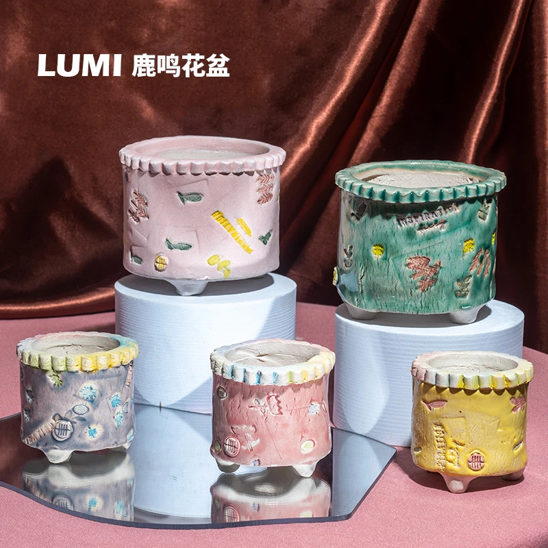 一卌 新品齿轮小福星秋季高颜值印章小老桩单头ins风多肉绿植花盆