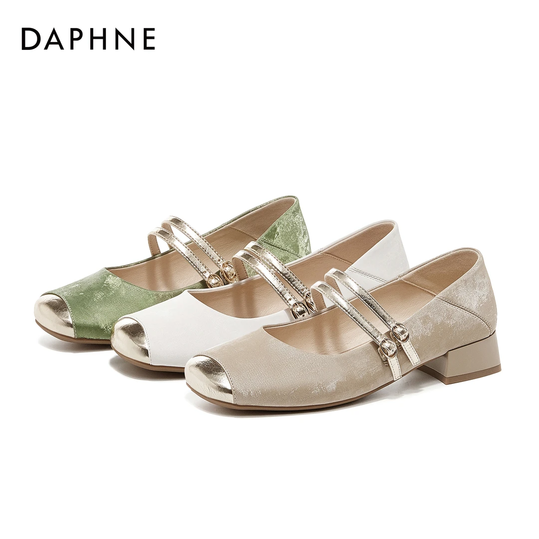 【达芙妮】夏季新款国风气质轻奢通勤复古百搭玛丽珍单鞋 跟高3cm