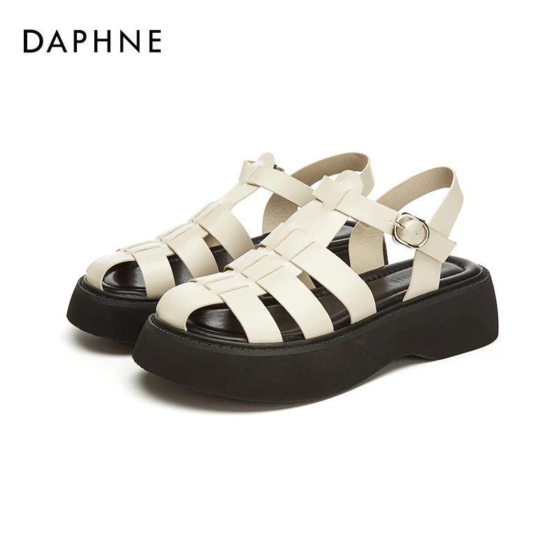 Daphne/达芙妮镂空凉鞋夏季罗马鞋时尚百搭女鞋外穿运动防滑凉拖