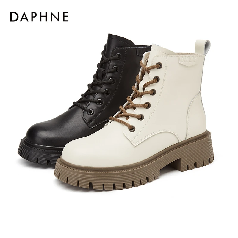 【达芙妮】真皮马丁靴 百搭款 跟高4cm 4022605213