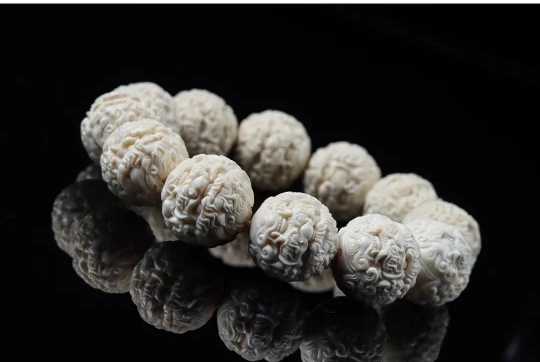 霸王貔貅串象牙果文玩手把根雕创意礼品