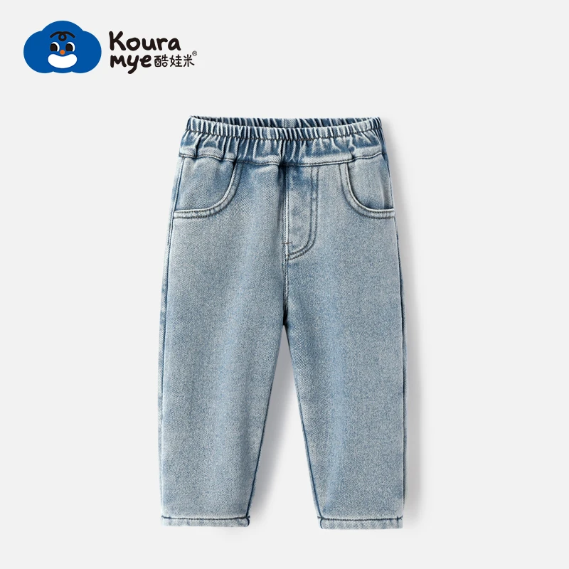酷娃米秋冬新款亲子裤中小男女宝宝时尚百搭加绒牛仔裤70288