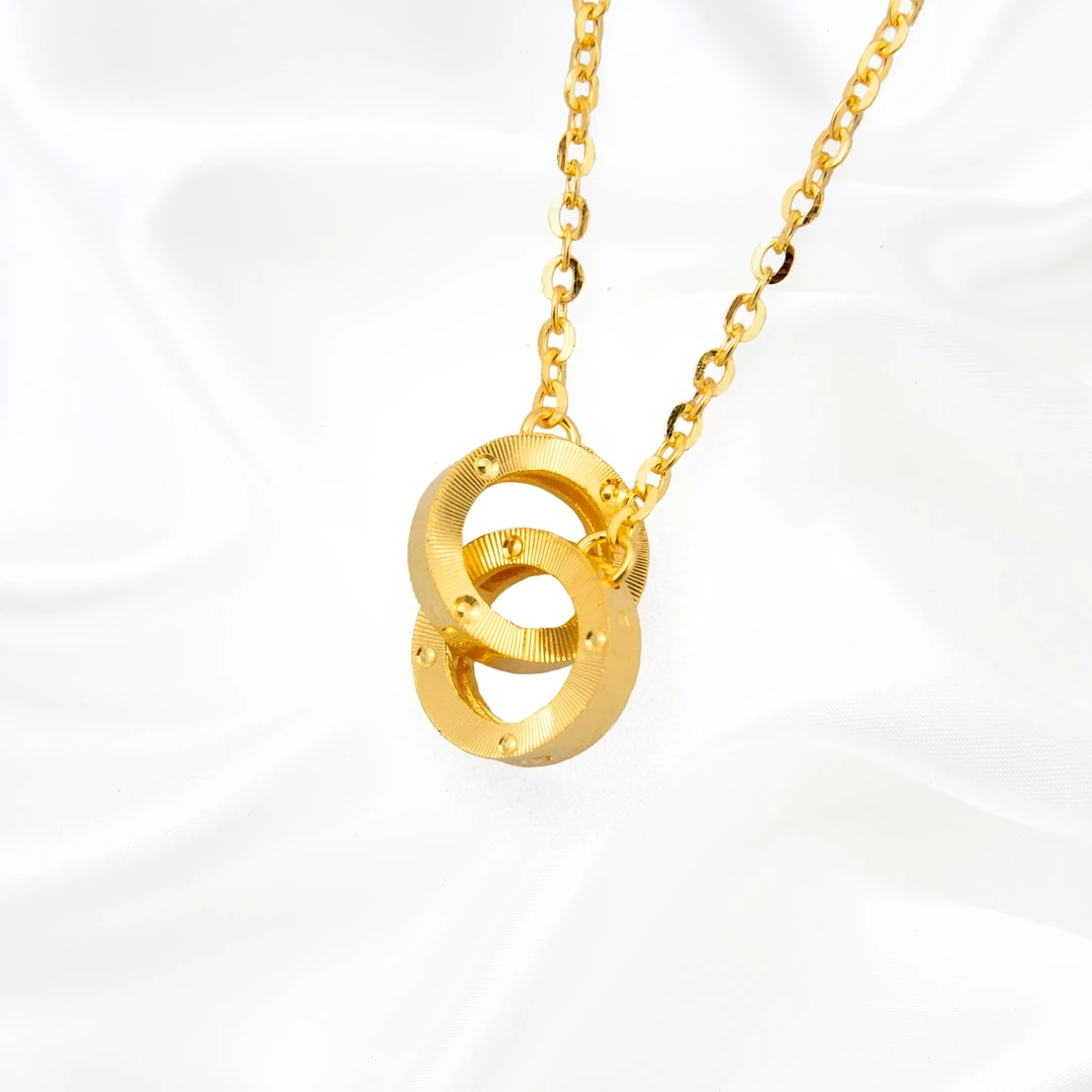 Chow Tai Seng/周大生足金环环相扣套链时尚简约百搭双环项链