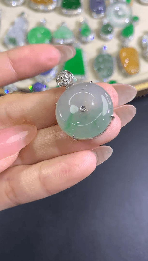 【闪购商品】翡翠吊坠(不含链)18K金镶嵌平安扣|4500+0