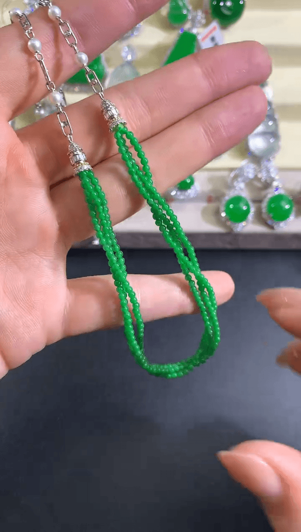 【闪购商品】翡翠项链18K金镶嵌珠链|35000+0