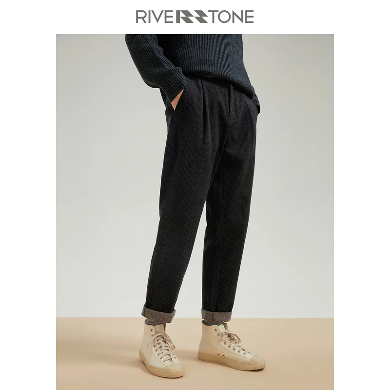 Riverstone流石男装冬装磨毛加厚休闲裤男士裤子冬季保暖长裤百搭