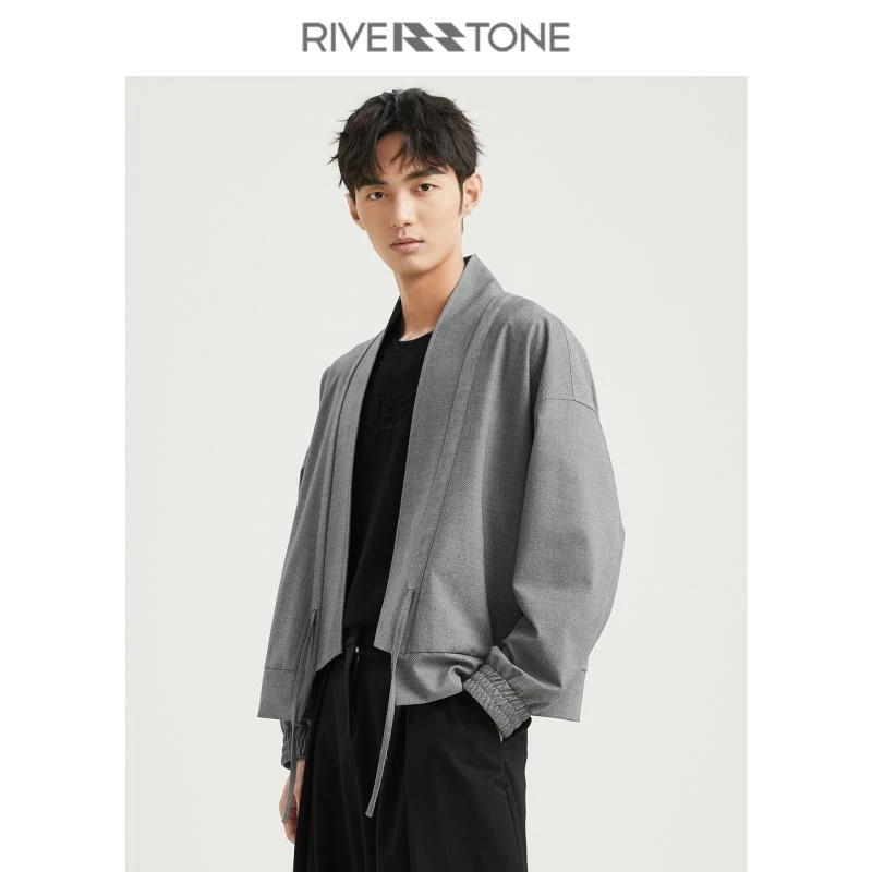 Riverstone流石男装日系宽松慵懒风外套2024新款简洁时尚长袖