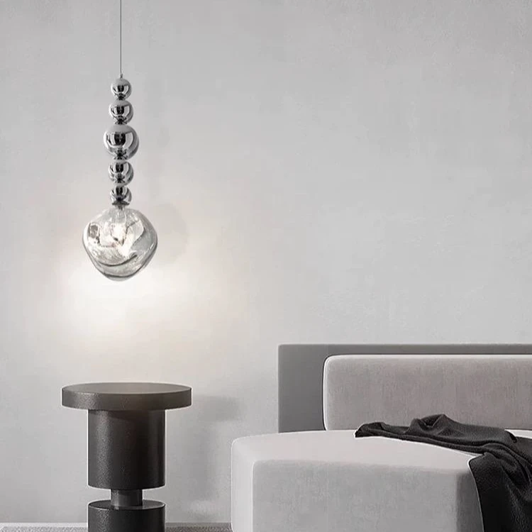 创意北欧熔岩个性后现代小吊灯餐厅床头玄关餐厅烟灰色玻璃吊线灯