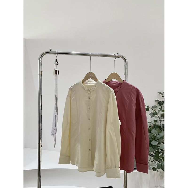 小三角领文艺衬衫 2024秋季新款百搭休闲长袖上衣衬衣L16