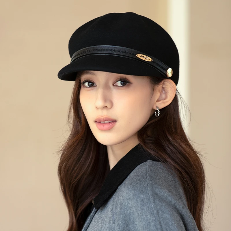 香雪羽秀春秋新款时尚百搭八角帽女贝雷帽日系保暖女鸭舌帽女冬季