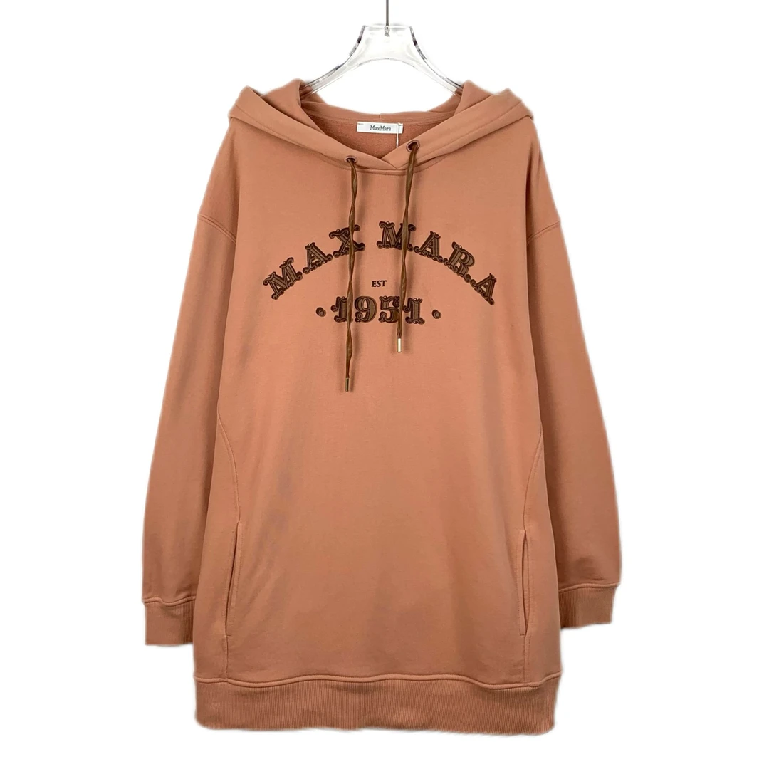 99新 MaxMara 潮奢豆 严选/橙色logo字母棉质连帽抽绳卫衣/H10590