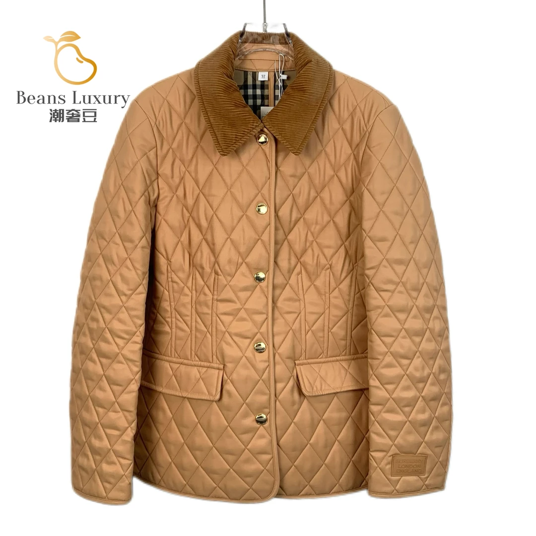 99新 BURBERRY/博柏利 潮奢豆 严选/菱形格纹翻领棉服/X11510