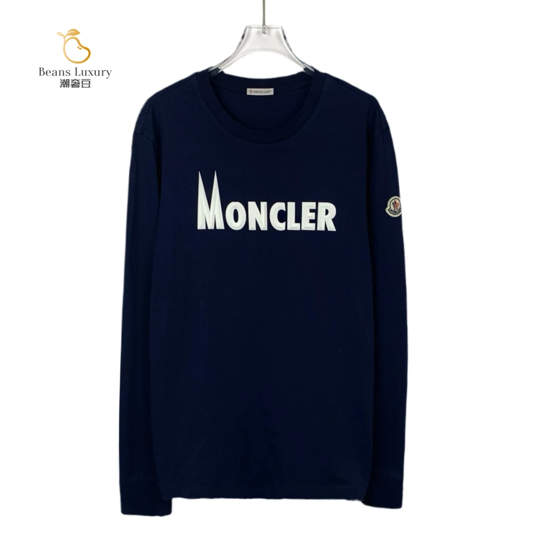 MONCLER全新/潮奢豆 严选/藏蓝色字母印花徽标贴饰卫衣/H10416