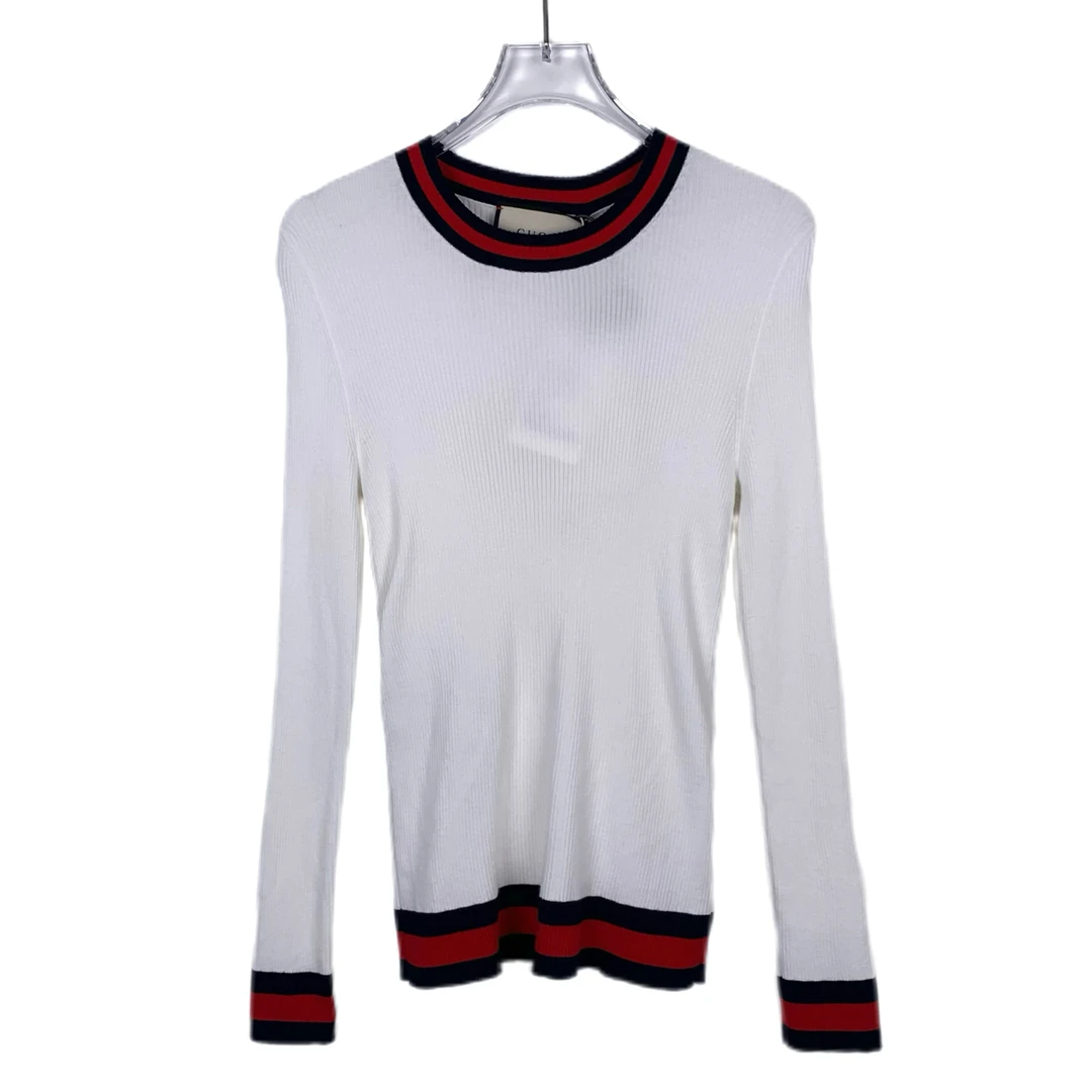 GUCCI/古驰全新/潮奢豆 严选/红黑条纹饰边修身针织打底衫 /00314